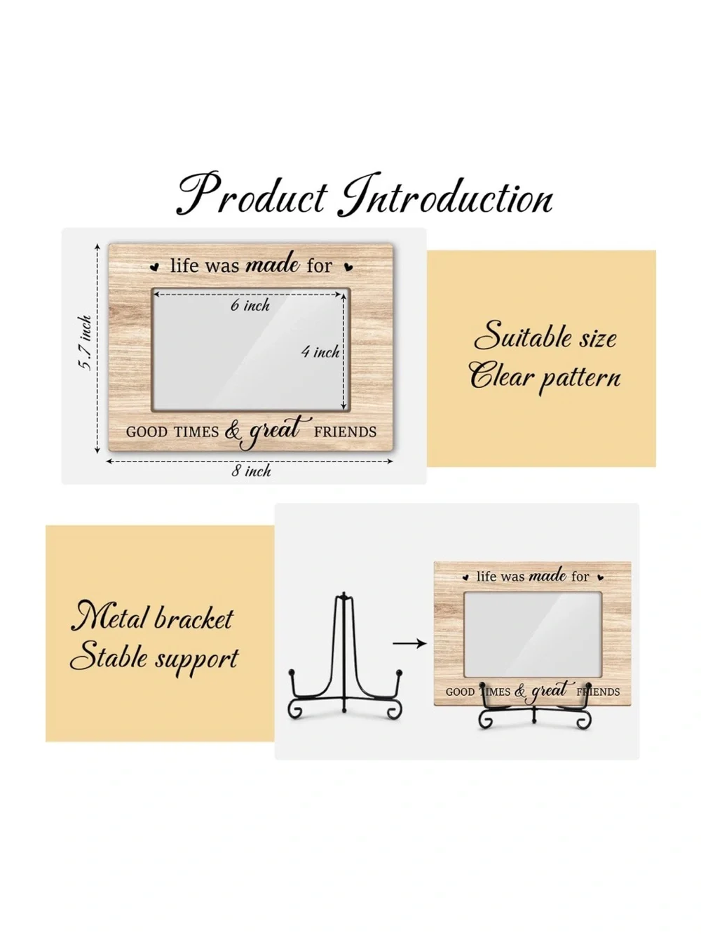 ‘Friends’ Wood Picture Frame with Metal Stand